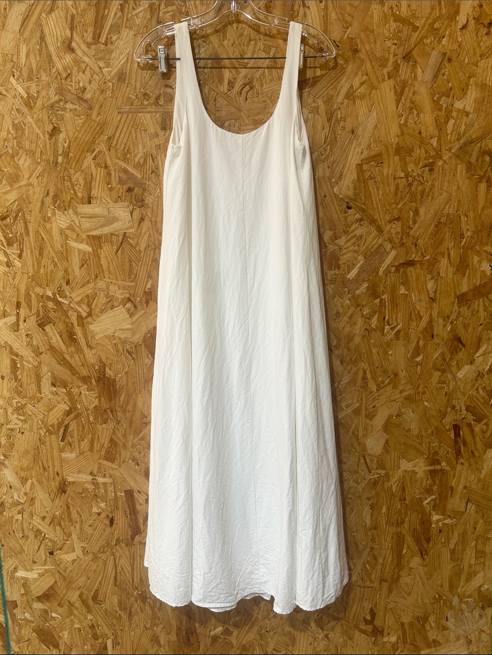 Zara White Lined Tank Style Scoop Nexk Maxi Dress, Small